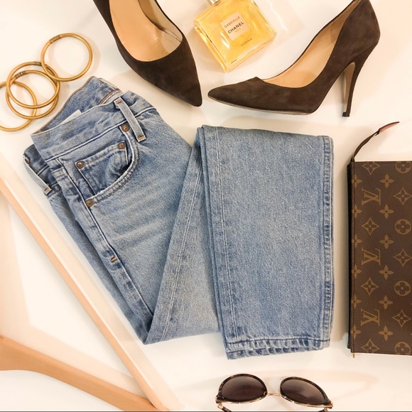 AGOLDE High Rise Feel Good Button Fly Jeans - Picture 1 of 12